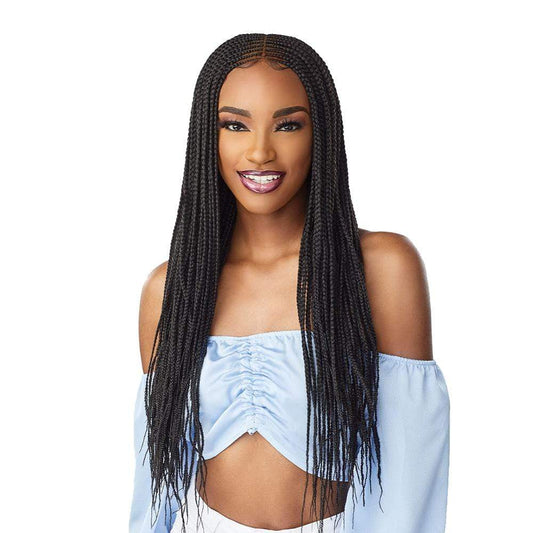 Cloud 9 Swiss Lace Braided Wig - Center Part Feed In 28" (#1)