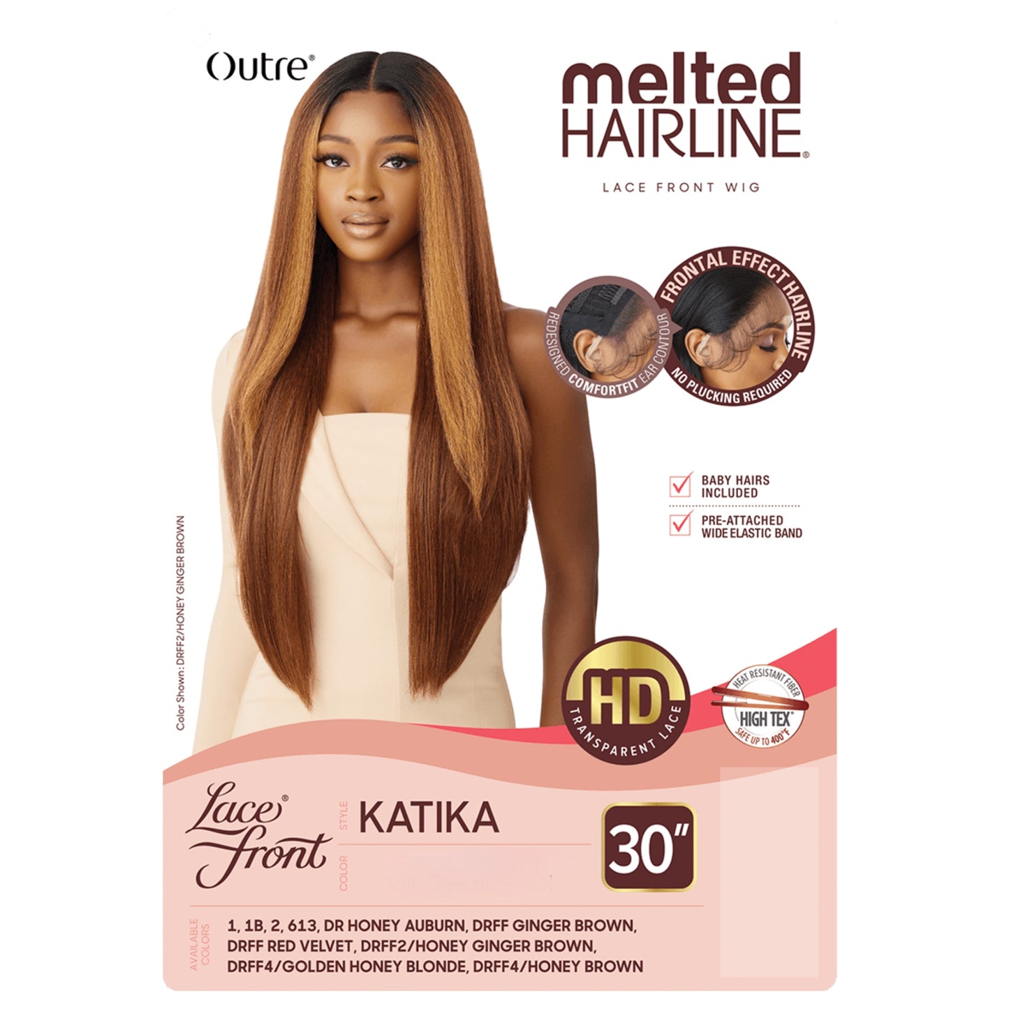 Melted Hairline Glueless HD Lace Front Wig Katika (Color: #1)