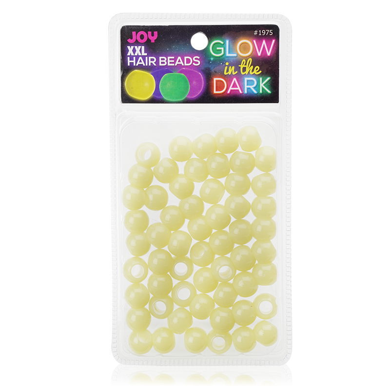 Joy XX-Large Glow In the Dark Hair Beads Yellow
